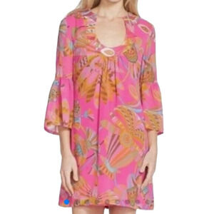 Trina Turk Silk Chiffon Egyptian Floral Bonita Dress 20th Anniversary Size 0